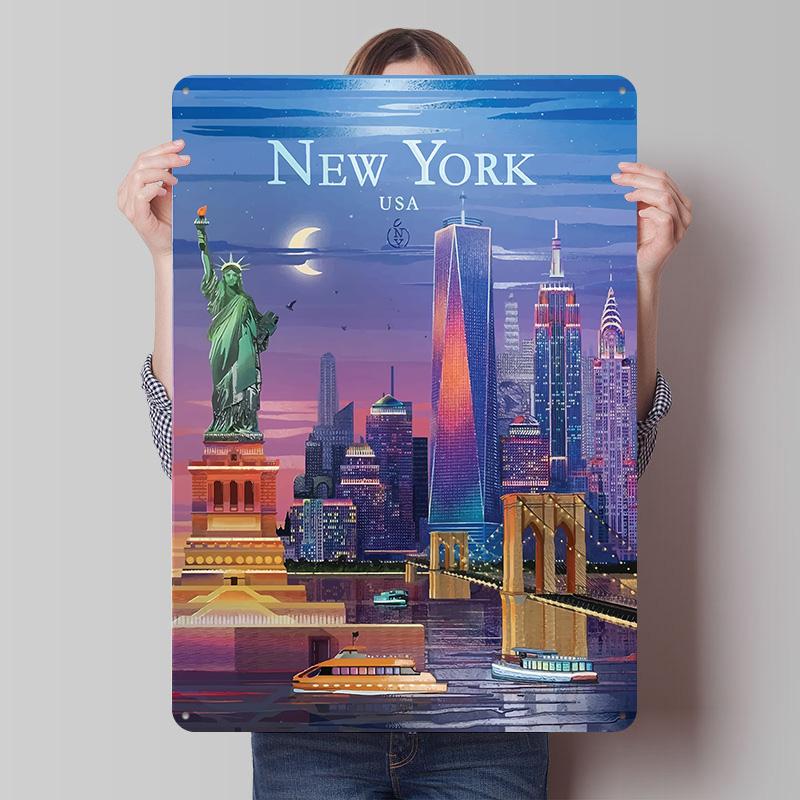 Retro Gaming York - New York City Skyline Blechposter Individualisierte