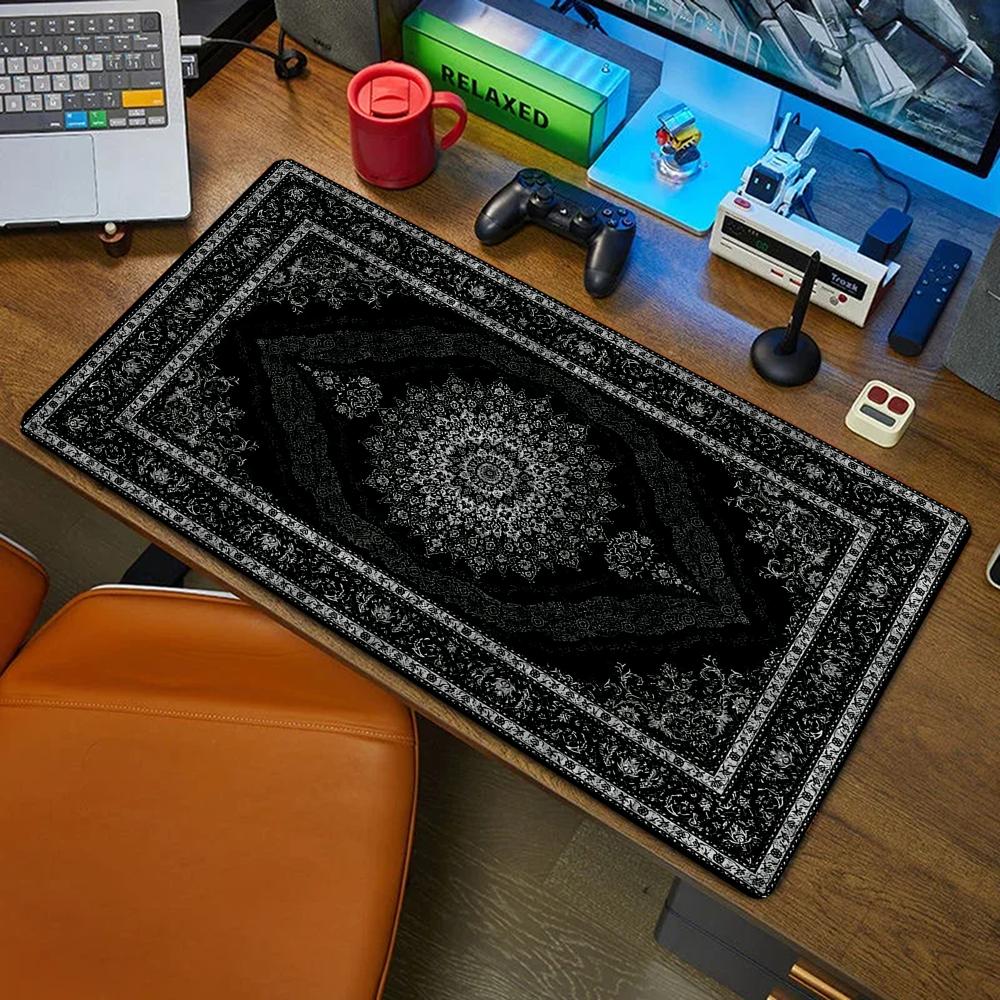 Retro Gaming Rug - Neuer schwarzer persischer Teppich, geheimnisvolles Retro-Mauspad,