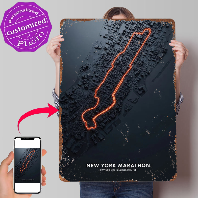 Retro Gaming York - New York Marathon Karte Blechposter Individualisierte