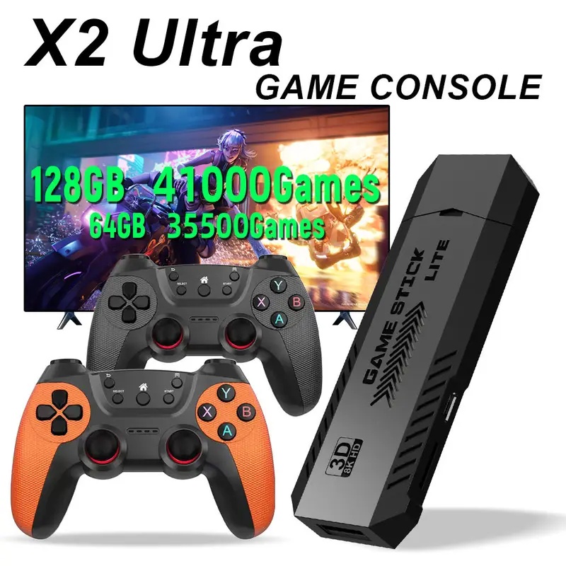 Retro Gaming Tv - X2 Ultra Pro Retro-Spielekonsole 64GB 128GB