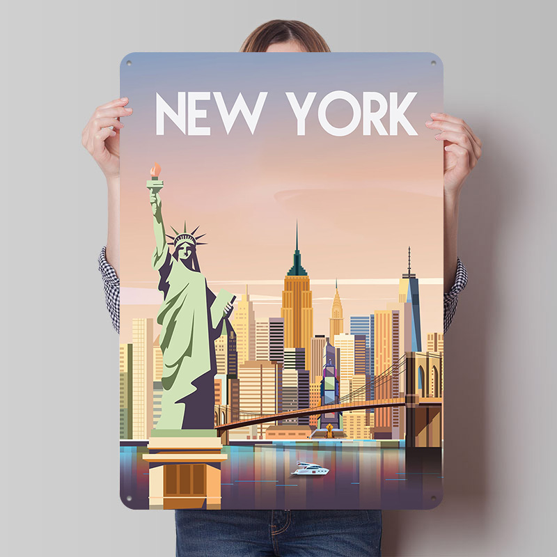 Retro Gaming York - New York Metallposter Maßgefertigte Wandkunst Retro