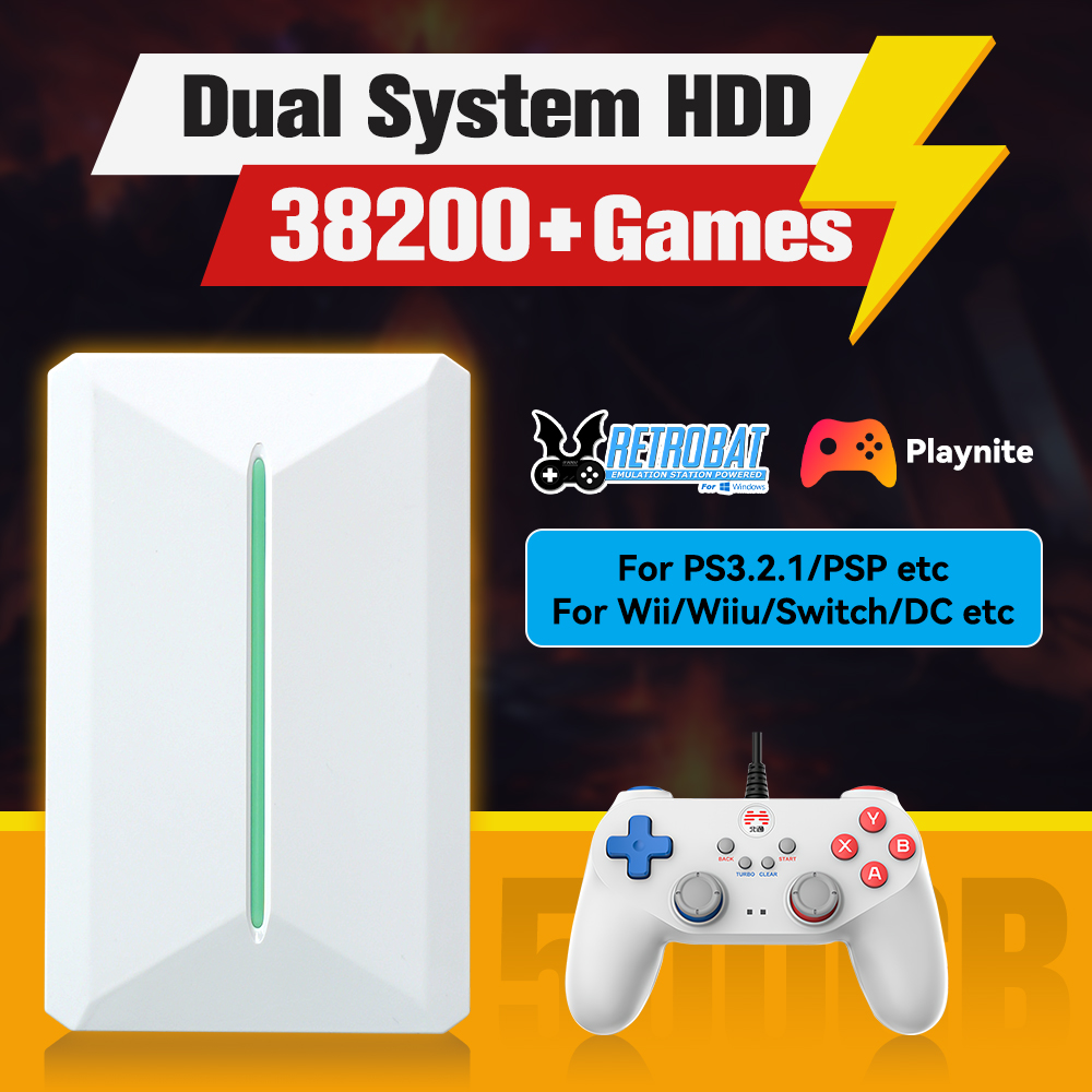 Retro Gaming Play Zone - Retrobat&Playnite System HDD Retro-Spielekonsole für PS3/PS2/WIIU/WII/Switch/MAME