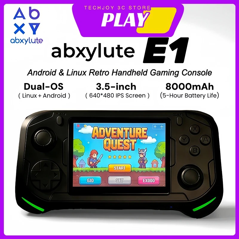 Retro Gaming Os Linux - Abxylute E1 Handheld-Spielekonsole RK3566 3,5-Zoll 640*480