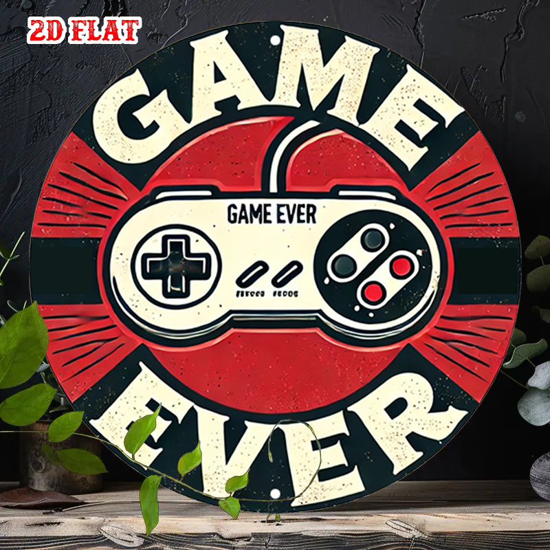 Retro Gaming Games - 2D Flaches 1-teiliges Retro-Gaming Aluminiumschild, Controller-Design
