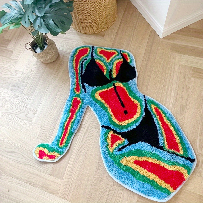 Retro Gaming Rug - Unregelmäßige Körperform beflockte Boden matte, haltbare