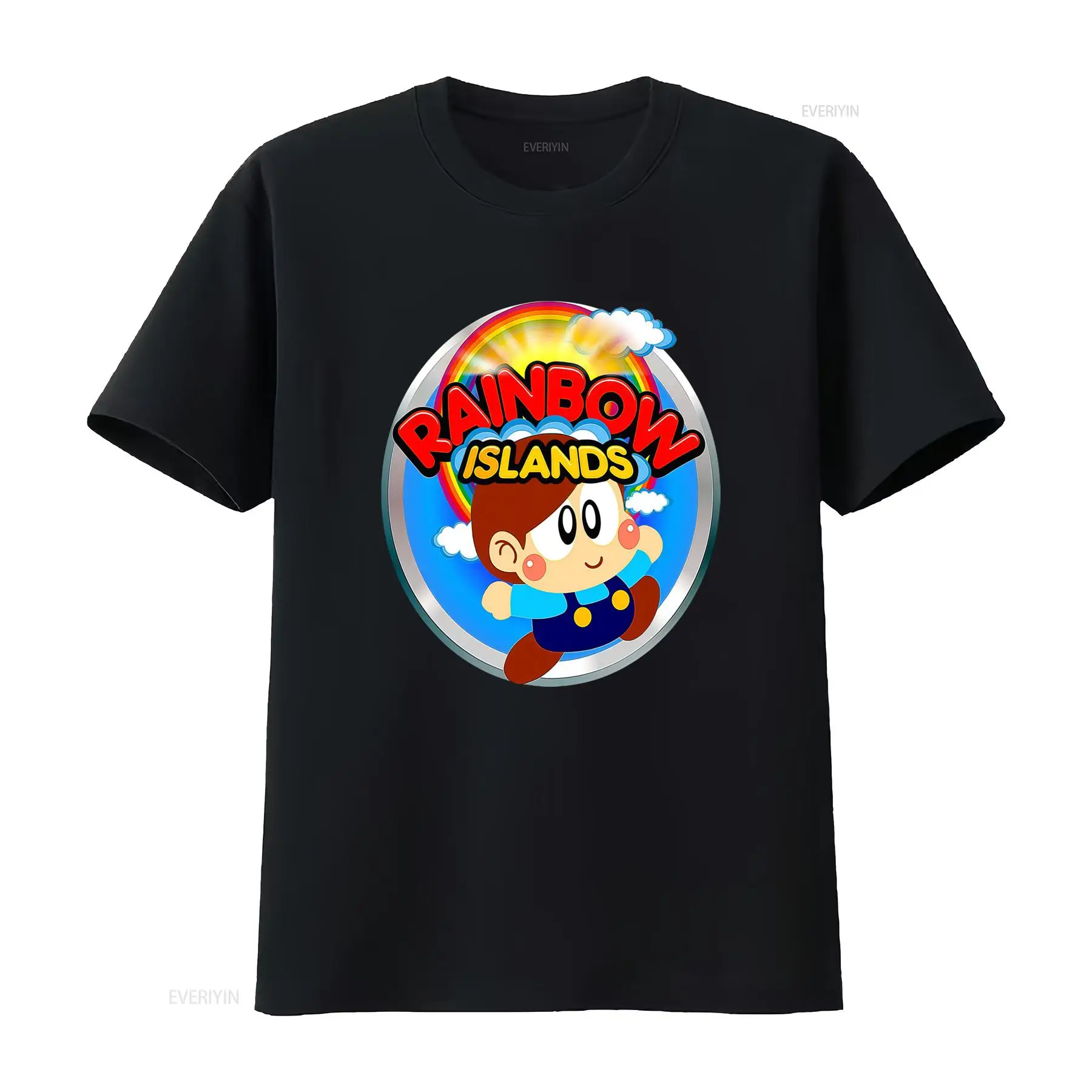 Retro Gaming Events - Rainbow Islands Videospiel-T-Shirt mit Retro-Arcade-Logo-Print, lässiger