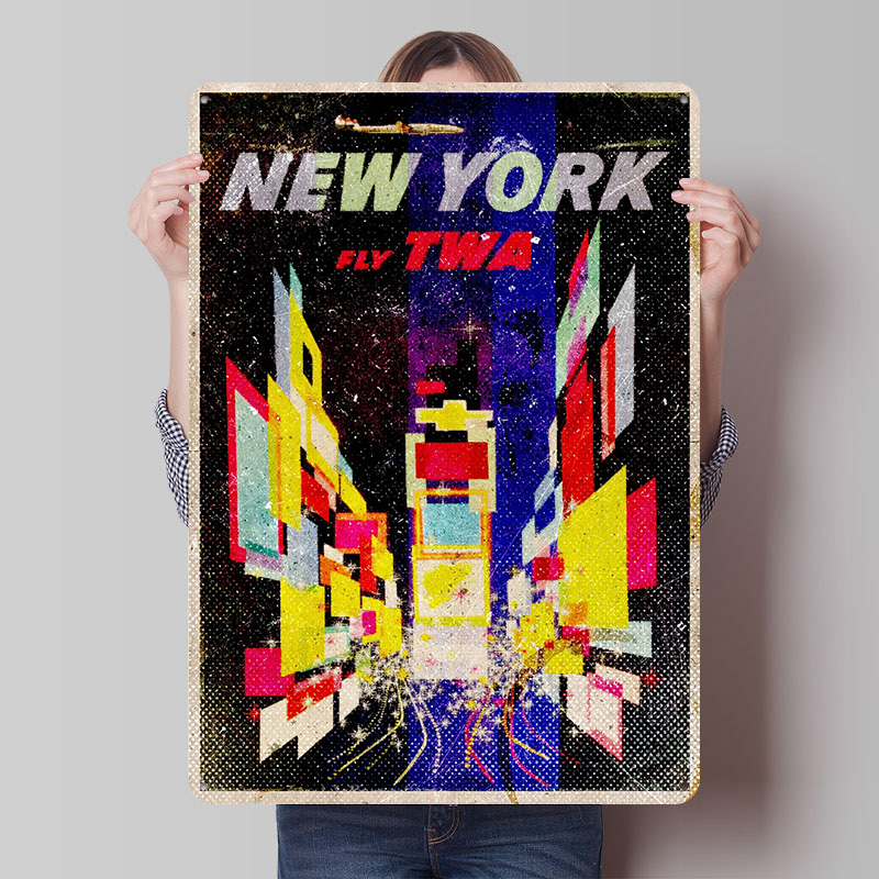 Retro Gaming York - New York Fly TWA Weißblechposter, anpassbare