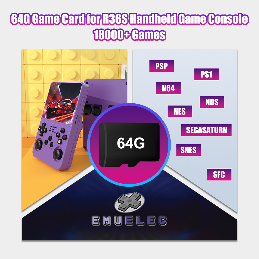 Retro Gaming Handheld Console - 64G Game TF-Karte für R36S Video
