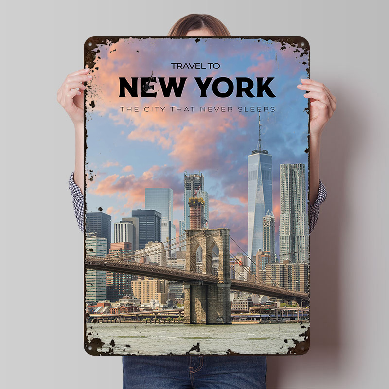 Retro Gaming York - New York Reise-Poster, personalisierte Vintage-Metallschilder, Wandkunst,