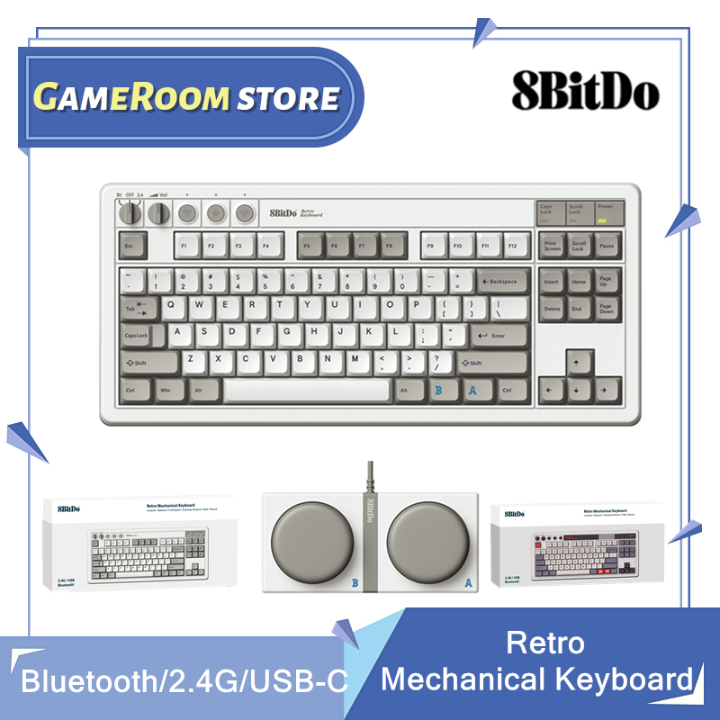 Retro Gaming Keyboard - 8Bitdo Retro mechanische Tastatur, Bluetooth/2,4G/USB-C Hot-Swap-fähige