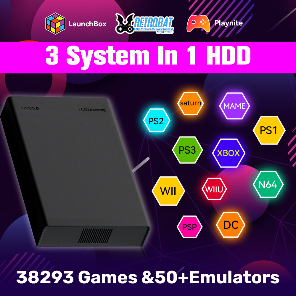 Retro Gaming Play Zone - 500G Retro Gaming HDD Videospielkonsole Retrobat&Playnite&Launchbox