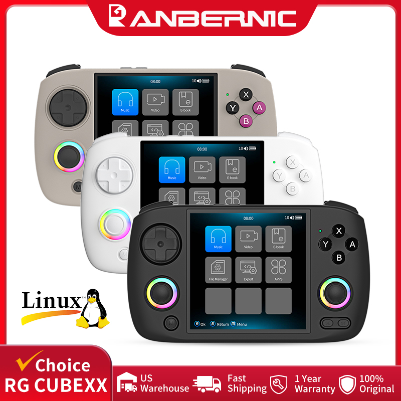 Retro Gaming Handheld Console - ANBERNIC RG CubeXX Handheld-Spielekonsole, 3,95-Zoll-IPS-Bildschirm, 64-Bit-Linux-System,