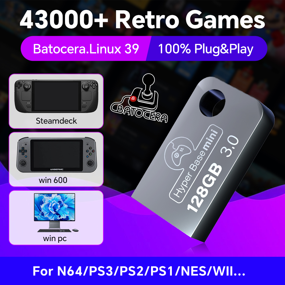 Retro Gaming Handheld Console - Batocera 128G USB-Flash-Laufwerk für Windows 43000,