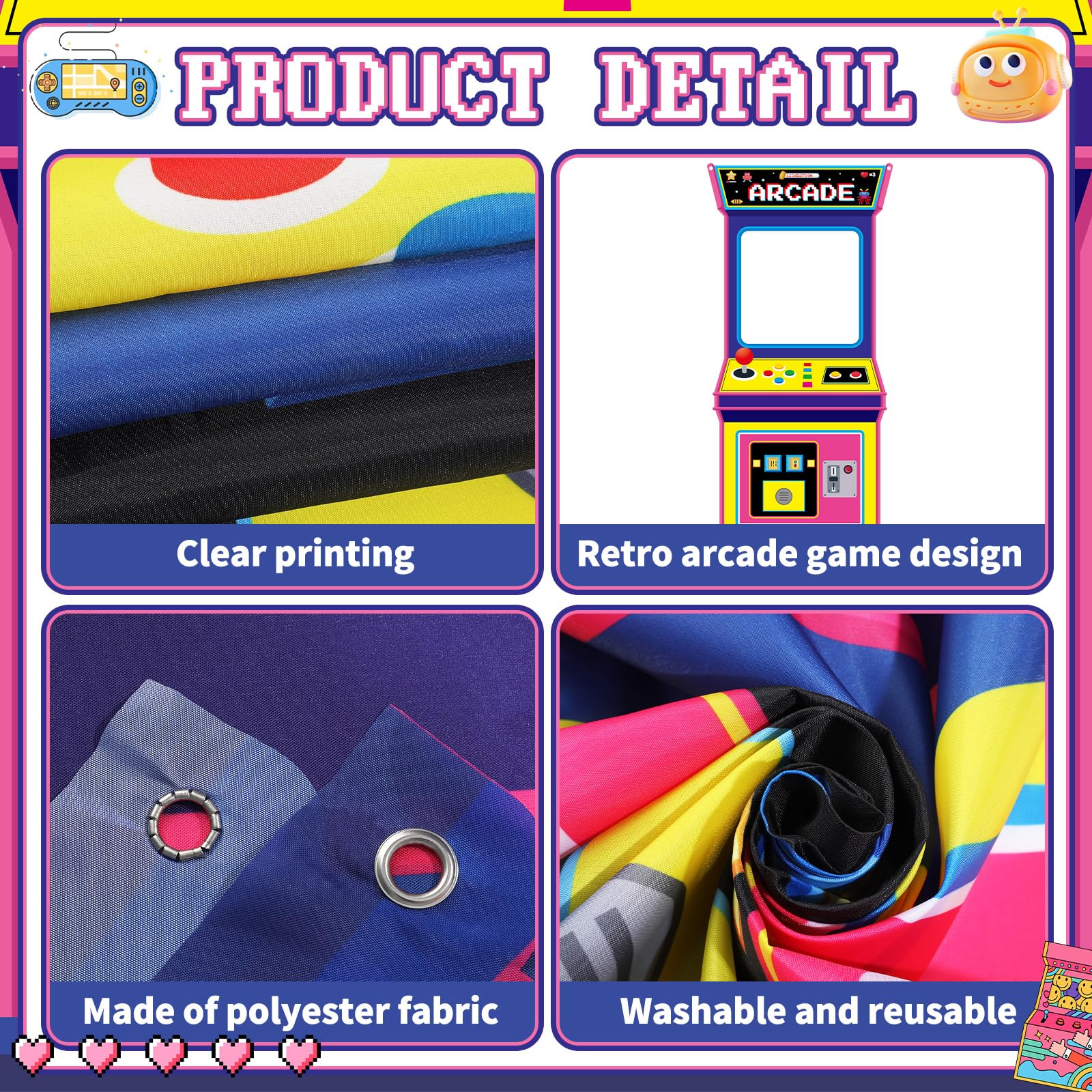 Retro-Videospiel-Stoff-Hinterg – Retro Gaming Games Bewertung und Preis